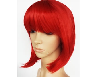 Henna red long bob heat resistant wig w/ bangs 10 Inch Henna Red With Auburn Heat Resistant Straight Long  main image 4