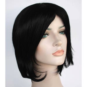 Black short straight wig. High quality synthetic short hair for women. Daily wearing wig. ready to ship. Free shipping in US. A free wig cap