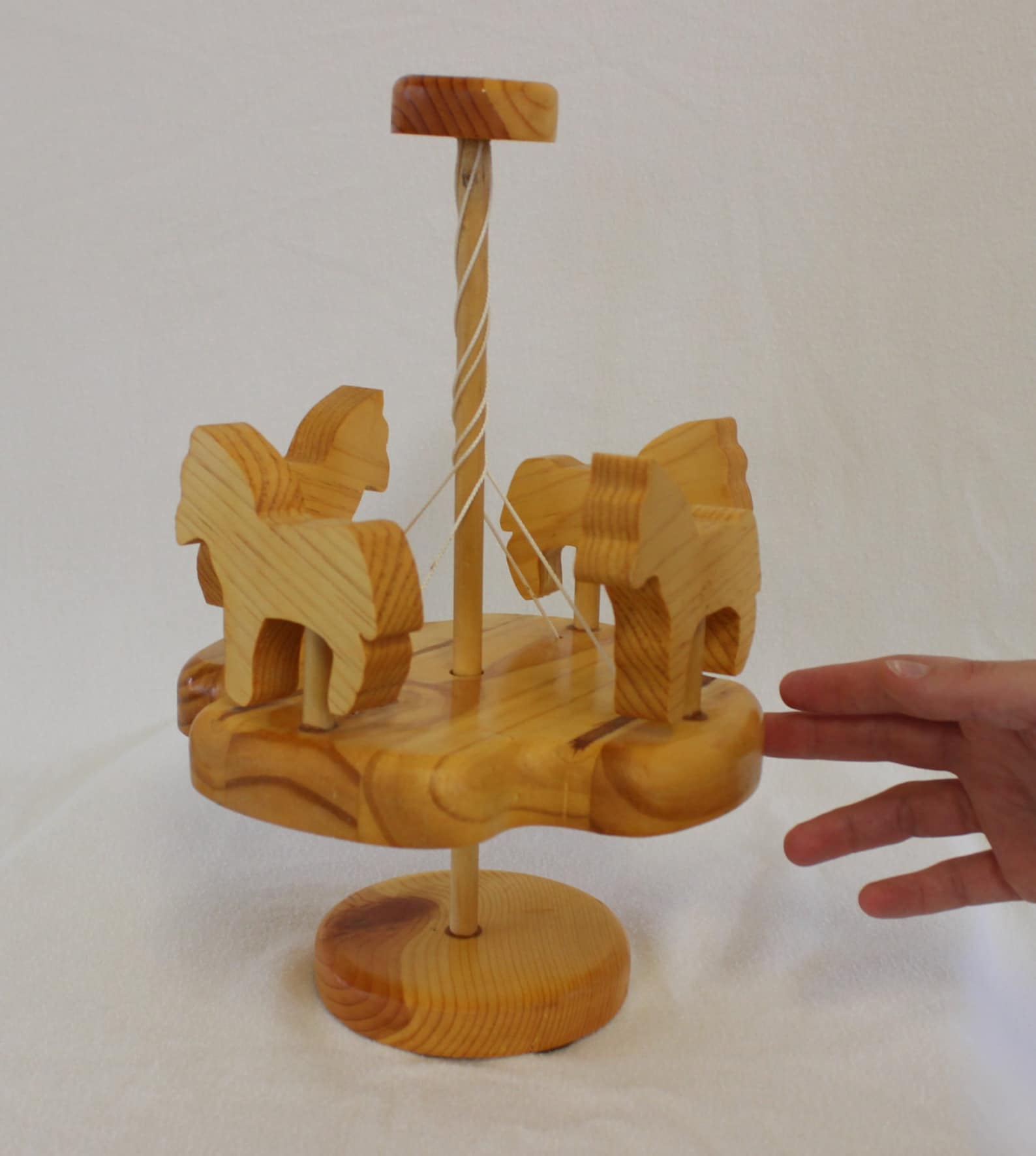 Carousel With Ropes Wind-up Wooden Carousel With 4 Horses - Etsy