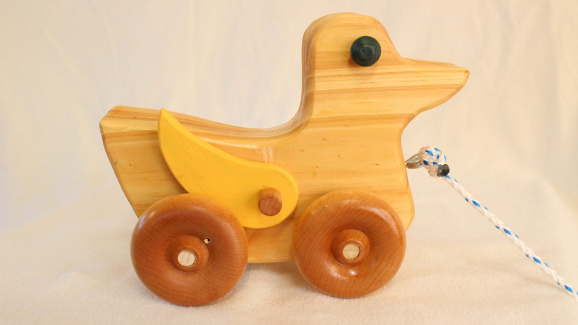 Quacker Wooden Duck Push/pull Toy With Flapping Wings Etsy
