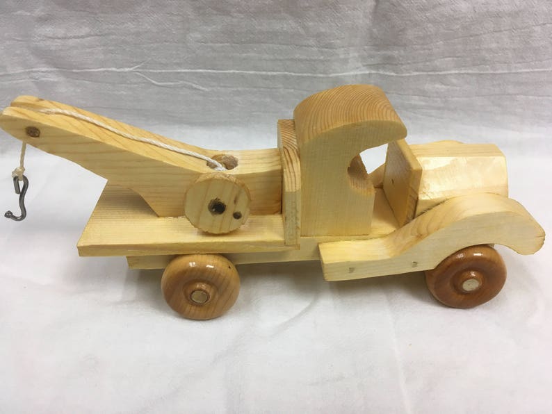 wooden tow truck toy