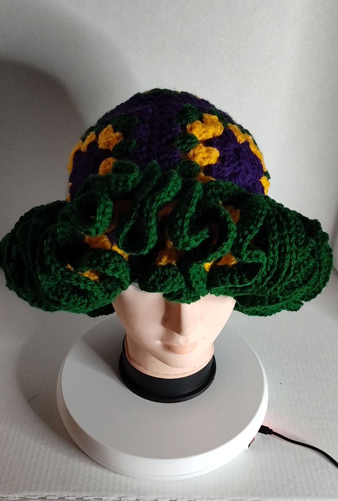 mardi gras crochet bucket hat