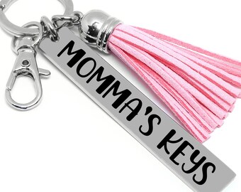 Personalized Key Chain - Name Key Chain - Pink Leather Tassel - Custom Key Chain - First Time Driver - Teen Gift - Gifts For Women