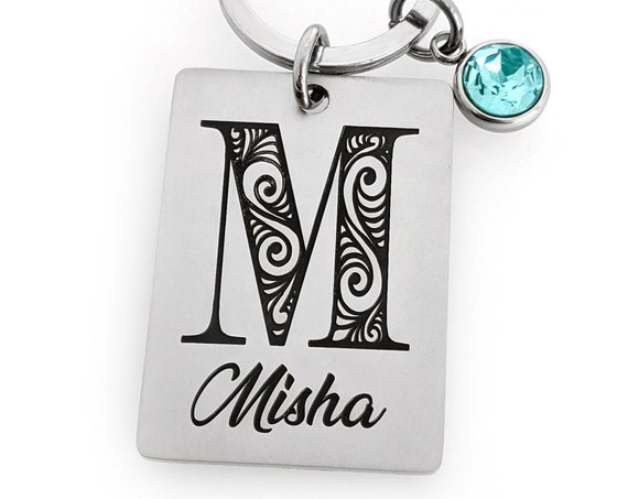Personalized Monogram Key Chain, Gift for Women, Name Keychain, Initial Charm, Bag Tag, Teenager Gift, New Driver Key Chain, Mother's Day
