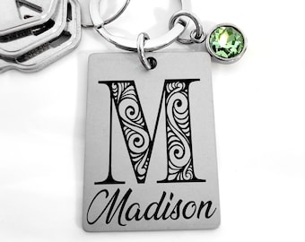 Custom Monogram Initial Keychain | Gift For Women | Bridesmaid Gift | Personalized Graduation Gift | Mother&#39;s Day | Sweet 16 Teenager Gift