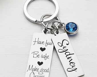 Sweet 16 Birthday Girl Gift Custom Engraved Pendants, Personalized Sweet 16 Keychain, 4 Sayings to Choose From, New Driver Gift Teenage Girl