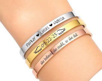 Custom Engraved Cuff Bracelet: Personalized Stainless Steel Jewelry