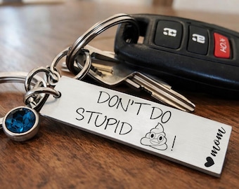 Personalized Engraved Keychain – Funny Stainless Steel Key Ring – Teen Gift, Graduation Gift, First Car Gift