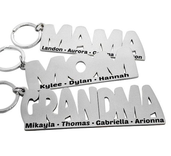 Grandma Mom Mama Gift, Personalized Key Chain, Grandkids Names, Kids Names, Solid Stainless Steel Engraved, Custom Christmas Gift
