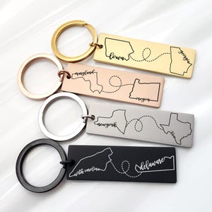 Benutzerdefinierte Fern Zustand Keychain Home Keyring Zustand Keychain Bester Freund Beziehung Geschenk weg Freund Freundin Personalisiert