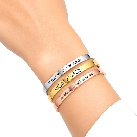 Custom Engraved Cuff Bracelet: Personalized Stainless Steel Jewelry