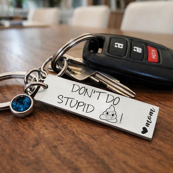 Personalized Engraved Keychain – Funny Stainless Steel Key Ring – Teen Gift, Graduation Gift, First Car Gift