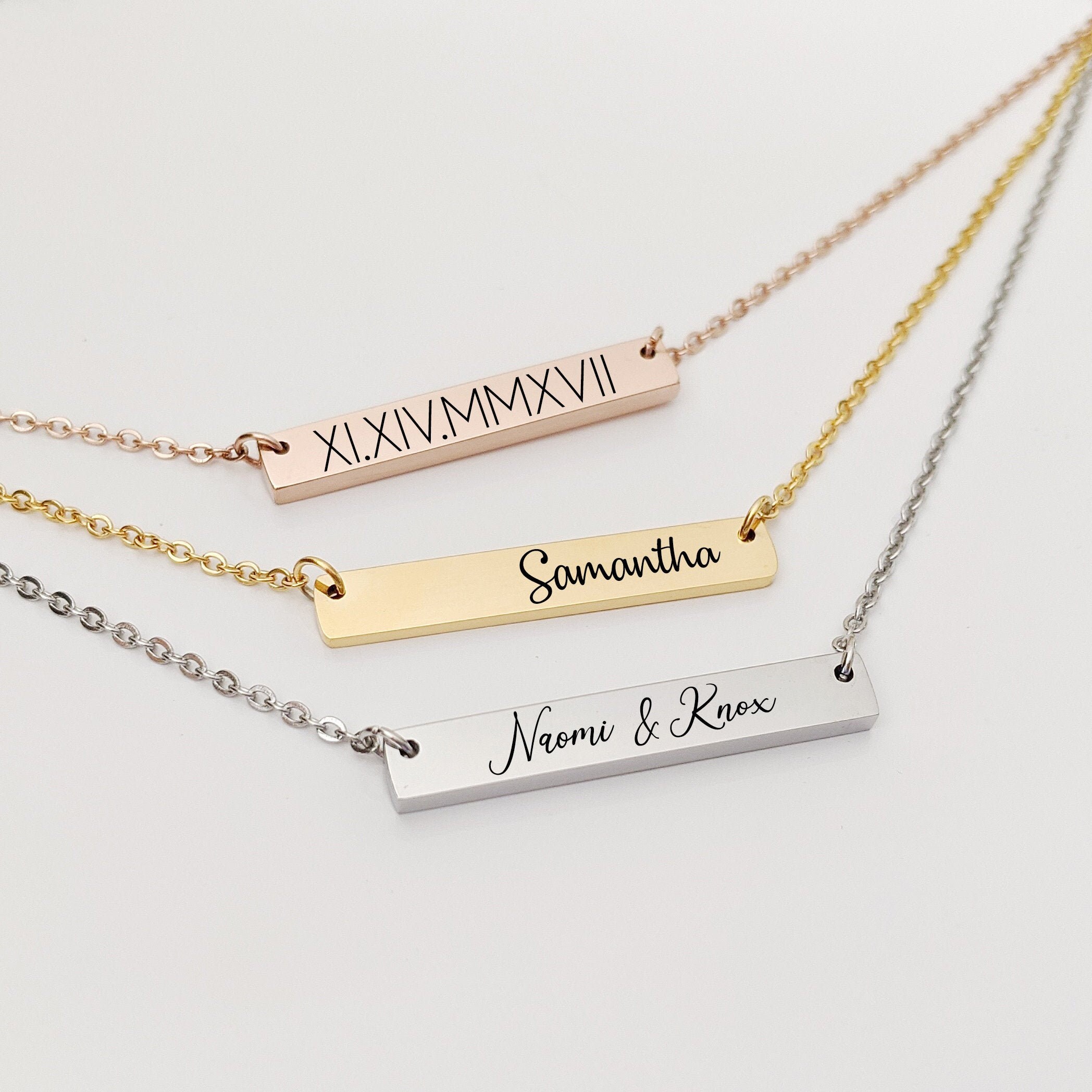 Personalized Necklace Bar Necklace Mother s Necklace Custom