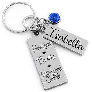 Sweet 16 Key Chain, Gift for Girls, New Driver, Personalized for Teenage Girl, Have Fun, Life is Beautiful, Guardian Angel, PICK the Saying!