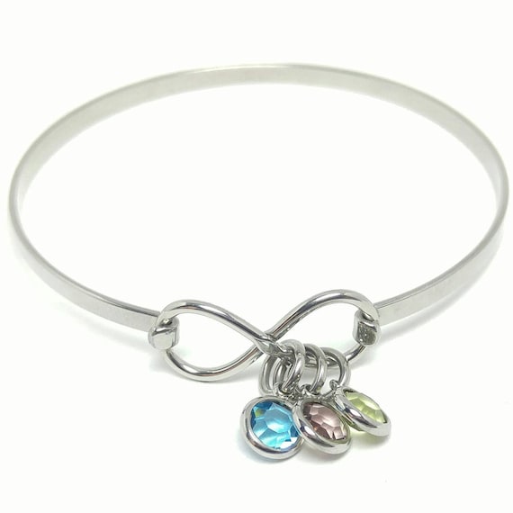 Infinity Bracelet- Birthstone Bracelet- Mother's Jewelry- Personalized Bracelet- Charm Bracelet