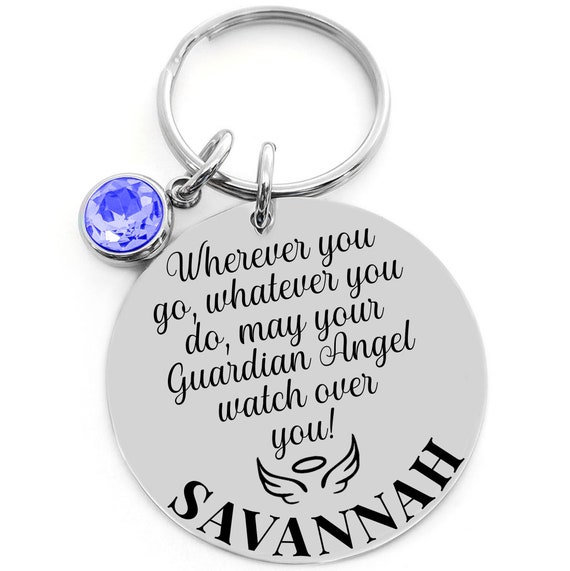 Guardian Angel Watch Over You Keychain, Teenager Gift, New Driver Key Chain, Birthday, Girl Key Chain, New Car, Daughter Gift, Drive Safe