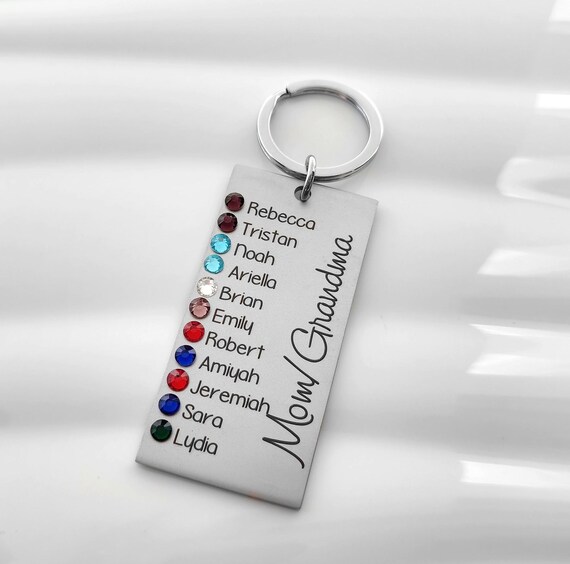 Grandma Keychain Custom Name and Birthstone Key Chain for Mom Nana Aunt, Any Name, Gift For Grandma Children's Names Grandkids, Personalized
