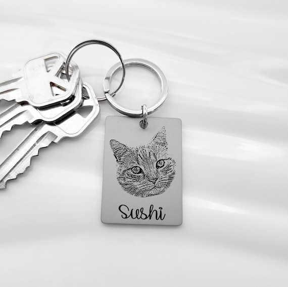 Custom Pet Portrait Keychain Dog Cat Memorial Gift Dog Mom Mother's Day Gift Birthday Gift Pet Remembrance Photo Cat Mom Dad