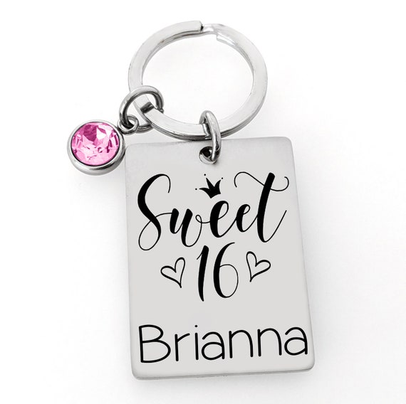 Sweet 16 Keychain - Personalized Sweet 16 Keychain - Life is a Journey - Drive Safe - 3 design options - Sweet 16 Birthday Gift for Teenager