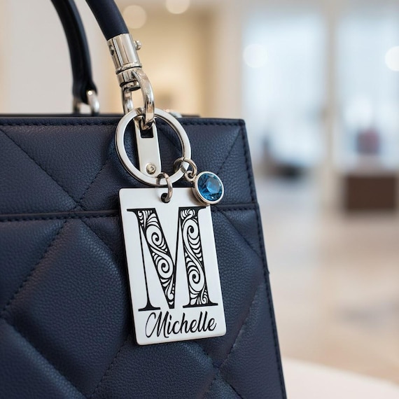 Custom Monogram Keychain | Personalized Name Keychain | Initial Keychain Gift | Birthstone Option | Gift for Her or Him