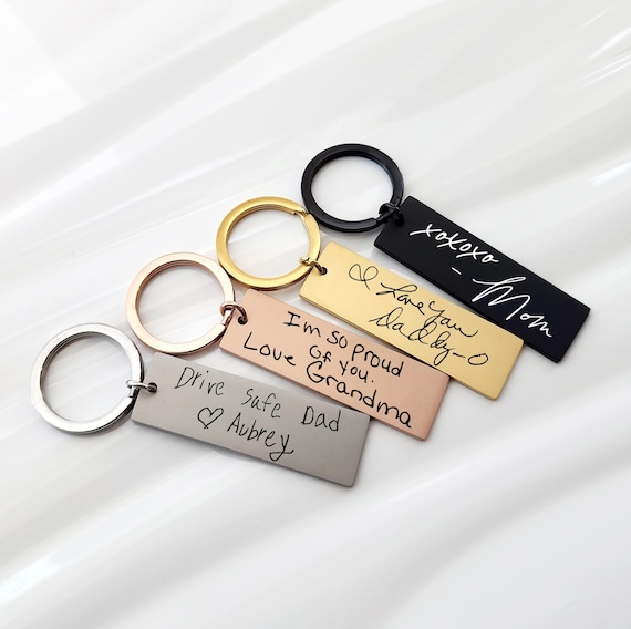 Actual Handwriting Keychain Custom Personalized Stainless Steel Unique Gift For Men or Women, Father's Day, Mother's Day, Birthday Handmade