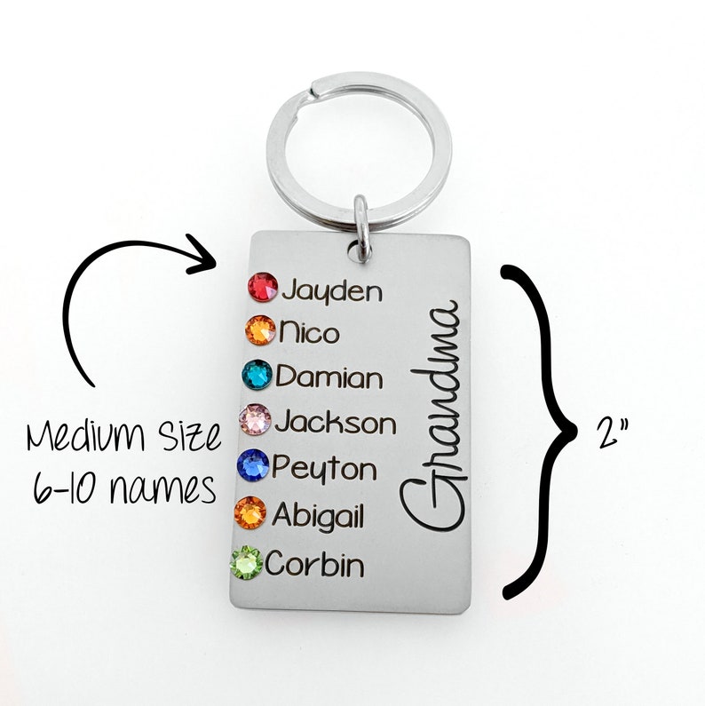 Grandma Keychain Custom Name and Birthstone Key Chain for Mom Nana Aunt