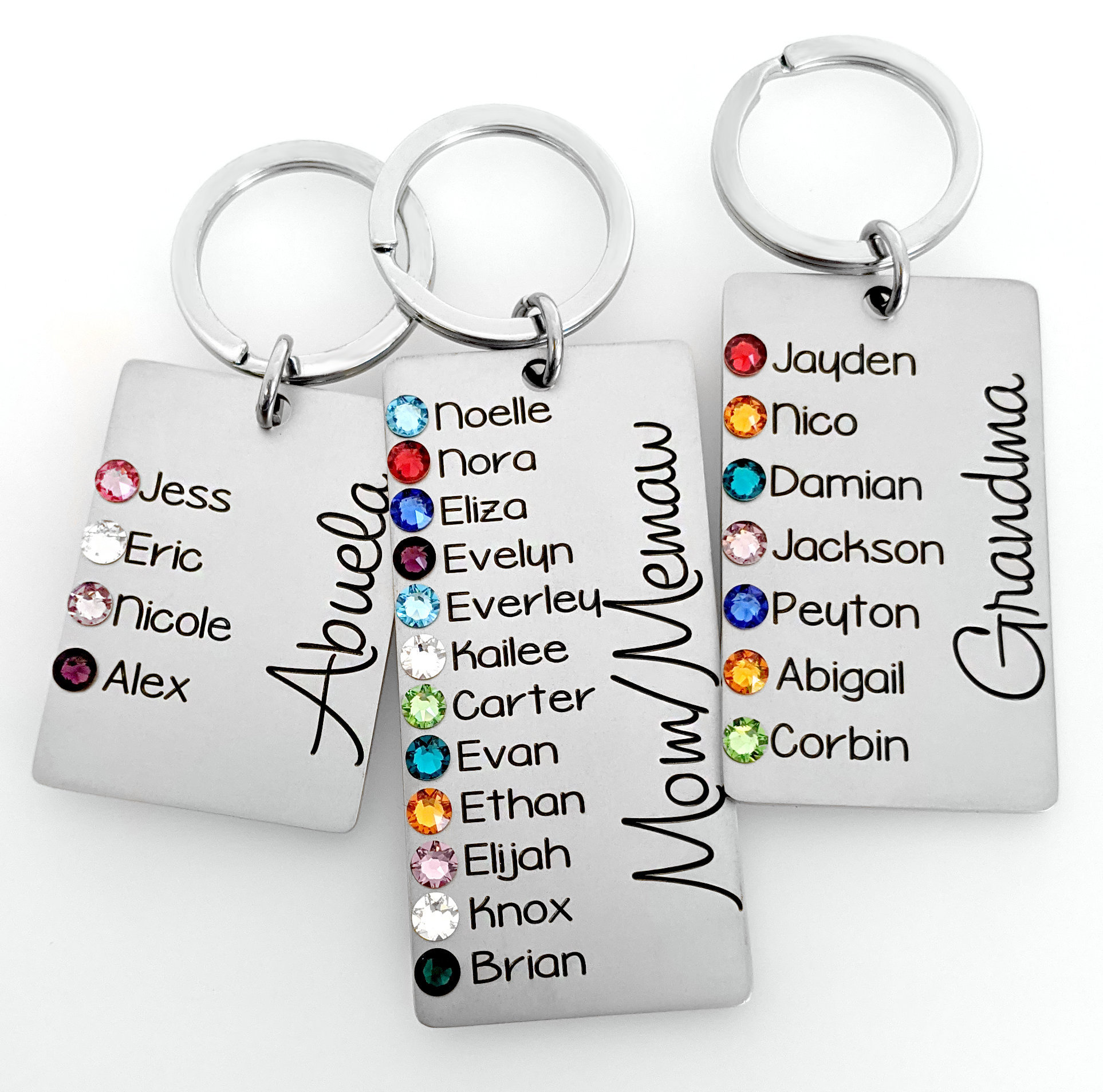 personalized Child's Name birthstone Hand stamped Mom grandma Keychain Gifts personalized Child's Name birthstone Hand stamped Mom grandma Keychain Gifts