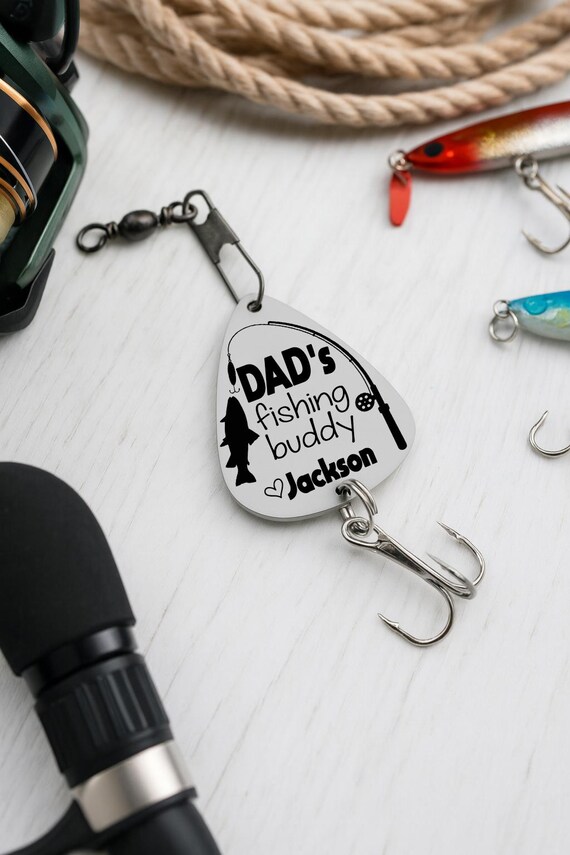 Personalized Fishing Lure – Engraved Stainless Steel Gift for Dad, Grandpa, Papa | “Fishing Buddy” Keepsake from Child
