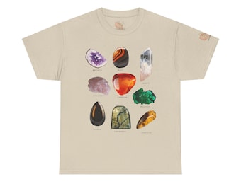 Geology Healing Crystal Gemstone Graphic Tee, Unisex Rock T-Shirt, Gifts for Crystal Lovers, Earthy Vibes Apparel, Nature-Inspired Top