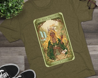High Priestess Tarot Illustration Tee | Mystic Tarot Card Art Shirt
