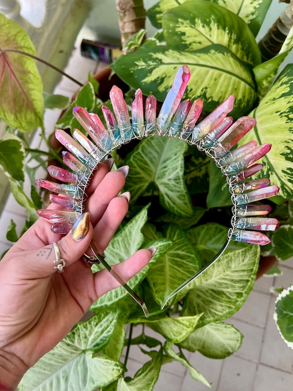 Light Pink and Blue Angel Aura Quartz Point Stone Healing  display picture 1
