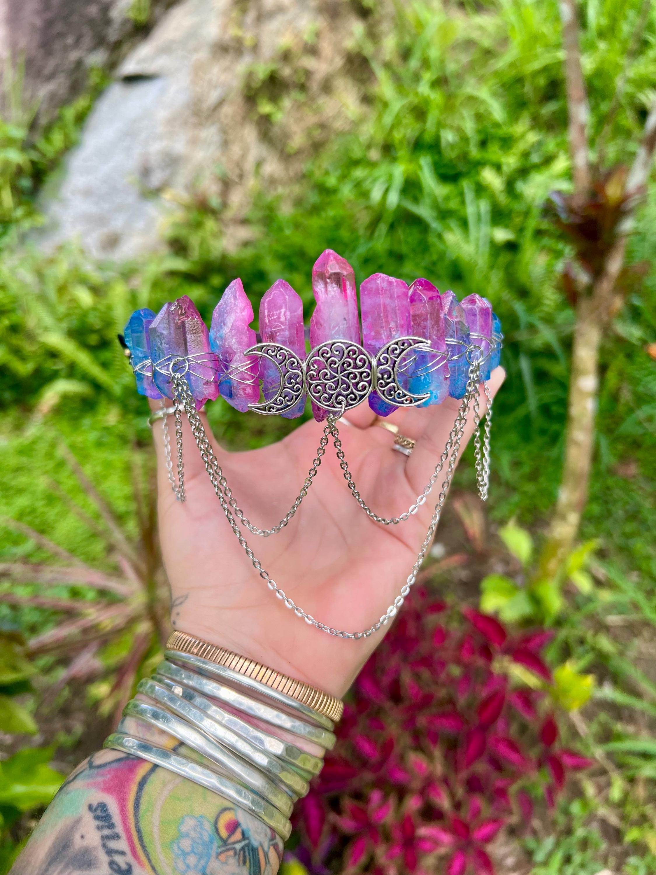 Raw Pink and Blue Angel Aura Quartz Point Healing Crystal  display picture 3