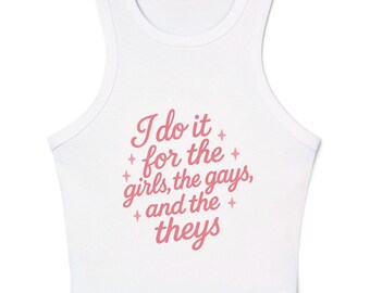Girls Gays and Theys LGBTQ Empowerment Racerback Tank, Inspirational Apparel for Women, Pride Wear, Affirmation Top, Gift for Friends