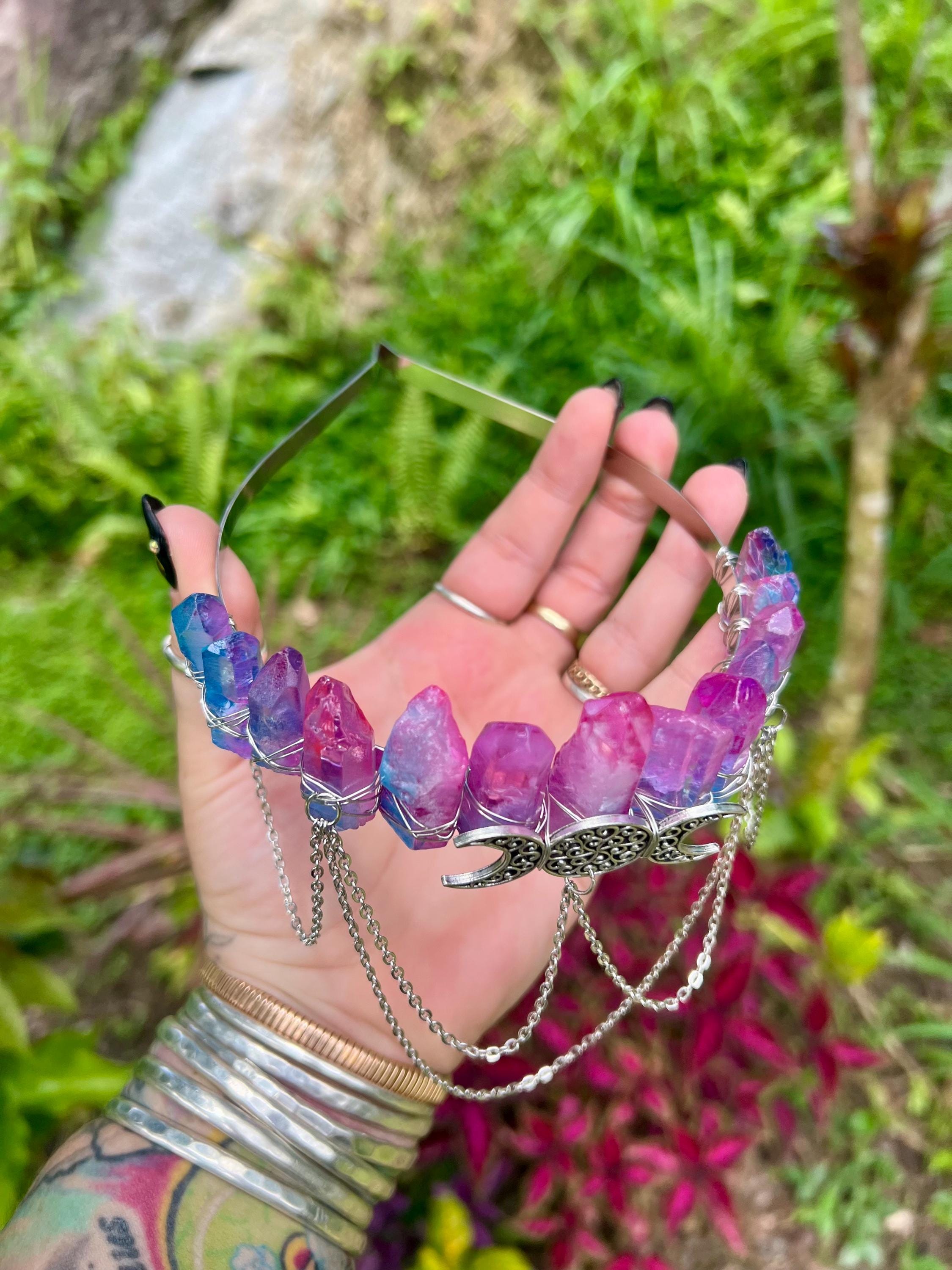 Raw Pink and Blue Angel Aura Quartz Point Healing Crystal 