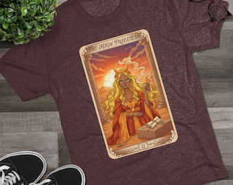 The High Priestess Tarot Card Crew Tee | Mystical Goddess, Sunlit Oracle - Gifts for Witches