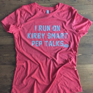 Football Running on Kirby Smart Pep Talks Bulldog Red Tee Shirt