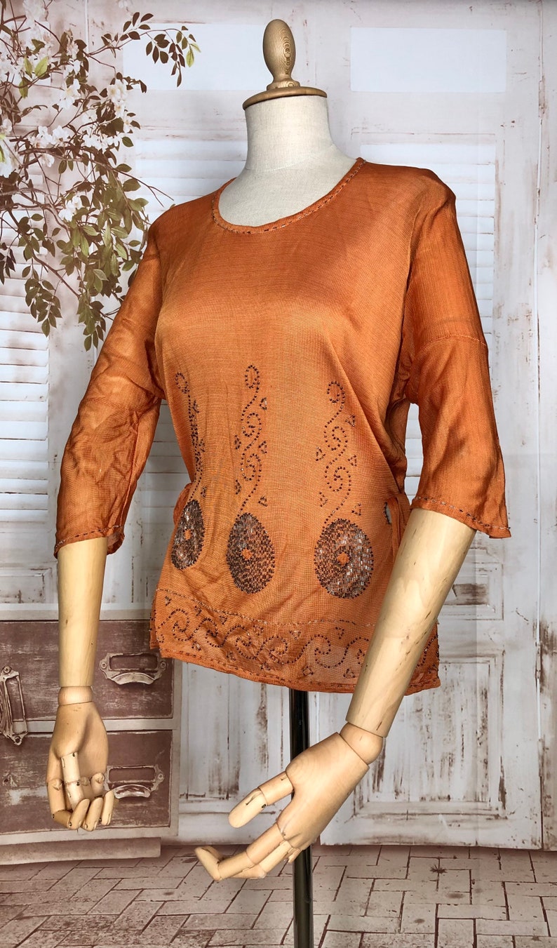 Rare Original 1920s Volup Vintage Rust Orange Silk Jersey Sweater With ...
