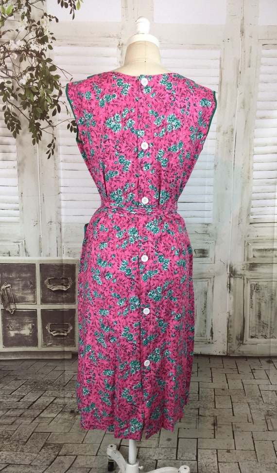 Original 1950s Vintage Pink And Green Housedress … - image 7