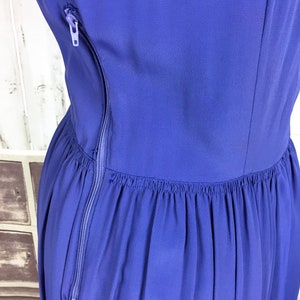 Original 1930s Rayon Crepe Vintage Blue Day Dress image 7