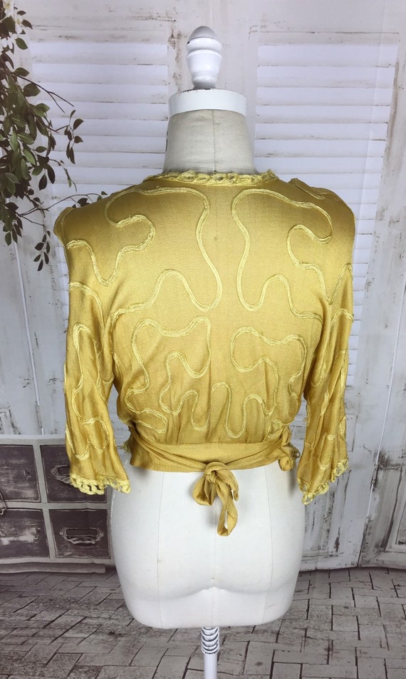 Original 1920s Gold Mustard Yellow Silk Vintage T… - image 6