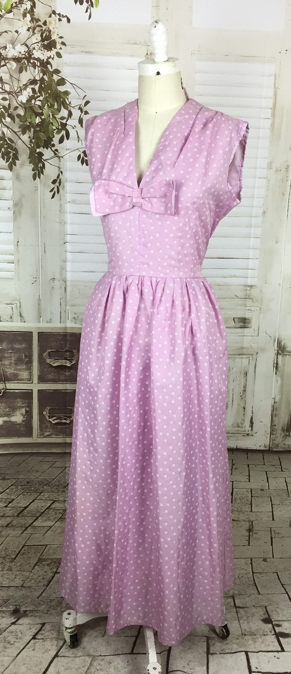 Original 1950s Purple Maxi Dress With Flower Nove… - image 3