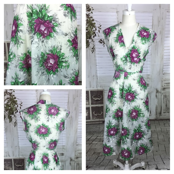 Original 1950s Vintage Rayon / Nylon White With P… - image 1