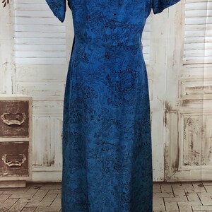 Original 1940s 40s Vintage Blue Novelty Print Rayon Dress With Matching Jacket image 6