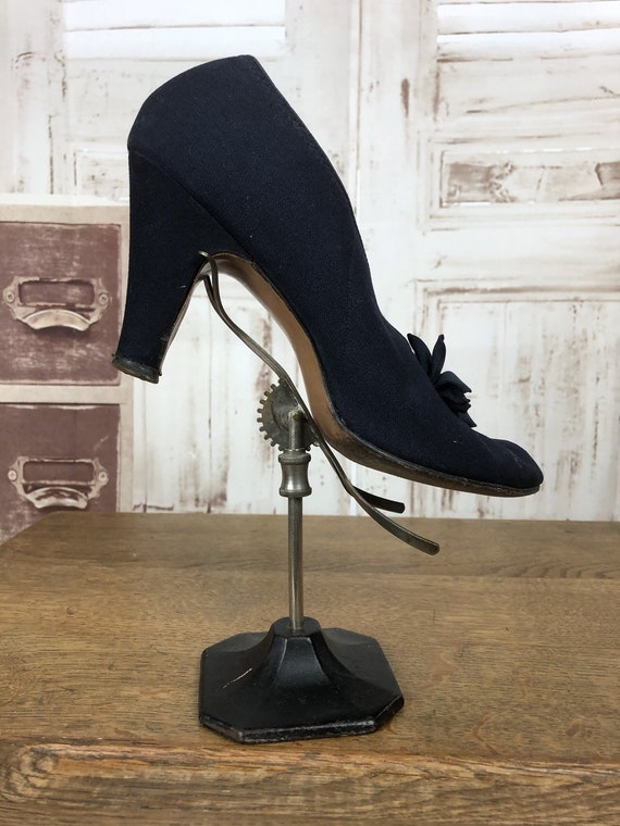 Original 1940s 40s Vintage Navy Blue High Heel Sh… - image 6