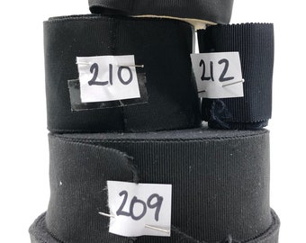 Original French Vintage Petersham And Grosgrain Hat Ribbon Black