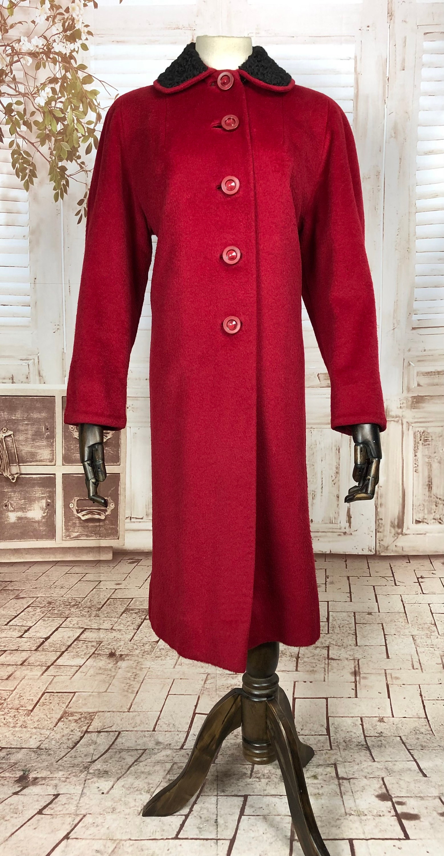 Stunning Red Early 1950s 50s Coat With Astrakhan Collar - Etsy