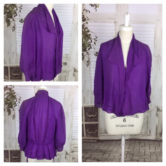 Original 1930s Vintage Purple Chiffon Blouse
