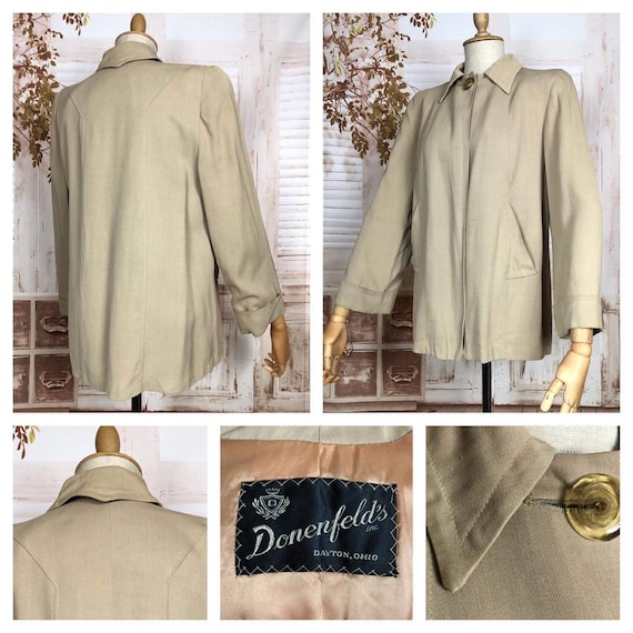 Stunning Original 1940s Vintage Warm Grey Gabardi… - image 1