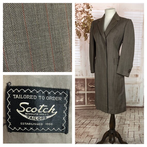 Original Vintage 1940s 40s Grey Brown Lightweight