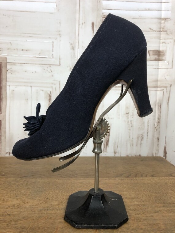 Original 1940s 40s Vintage Navy Blue High Heel Sh… - image 5